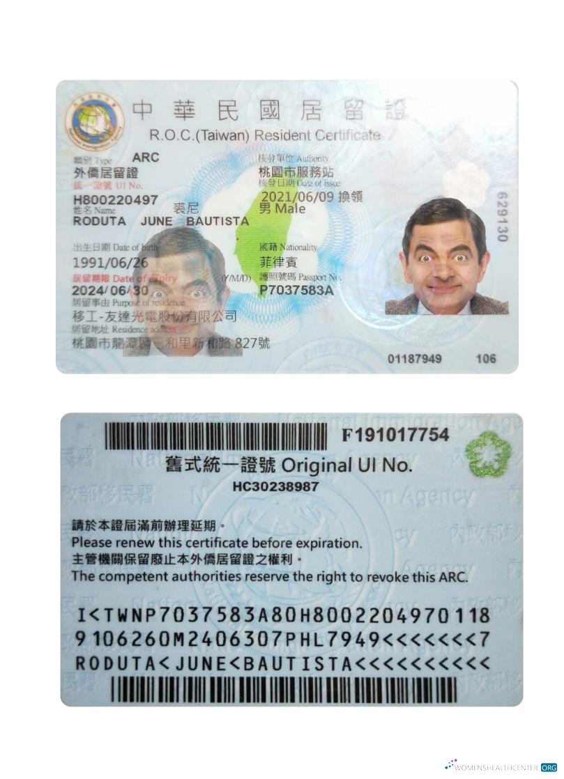 Download Taiwan resident permit Photoshop template